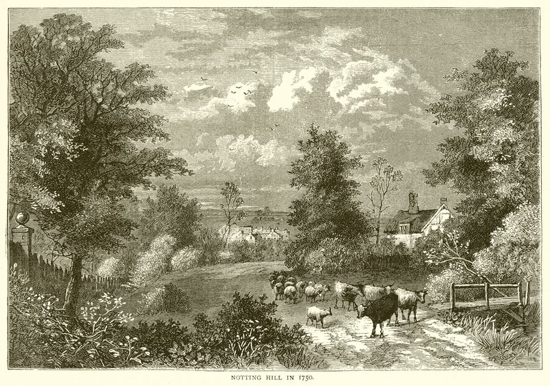 Notting Hill i 1750 af English School