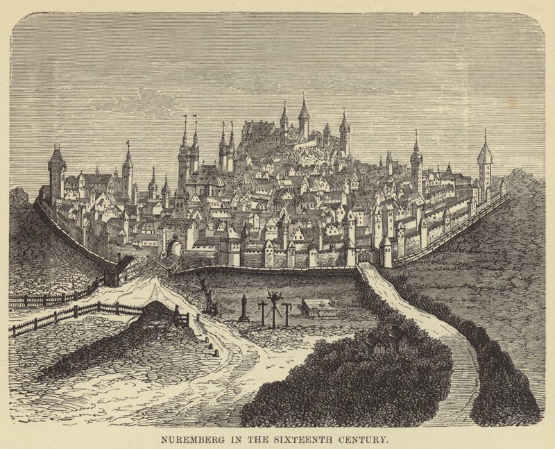 Nürnberg i det sekstende århundrede (gravering) af English School