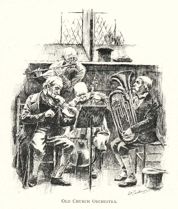 Old Church Orchestra (litho) af English School