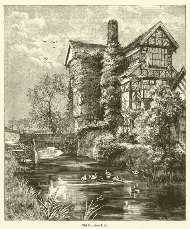 Old Moreton Hall (gravering) af English School