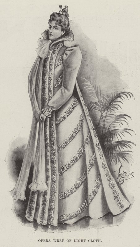 Opera-omslag af let stof (litho) af English School