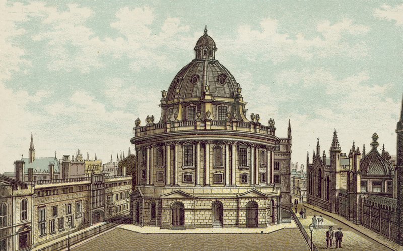 Oxford: Radcliffe Library (farvelitografi) af English School