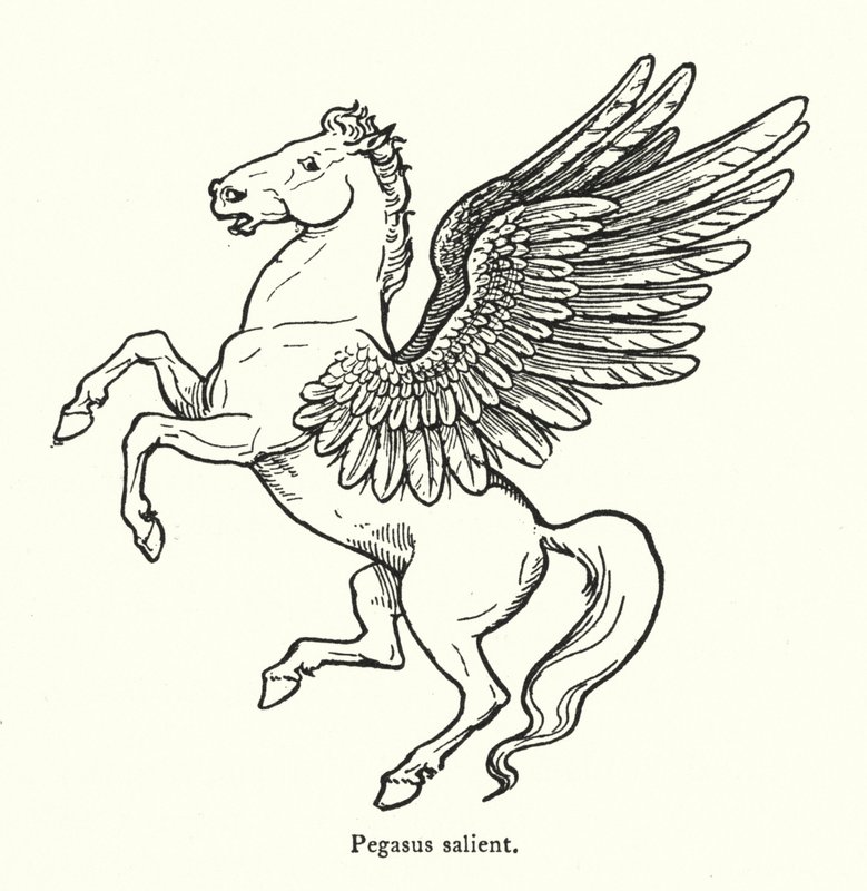 Pegasus fremtrædende (gravering) af English School