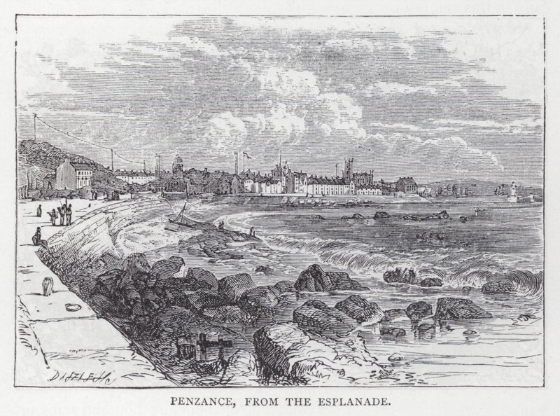 Penzance, fra Esplanade (gravering) af English School