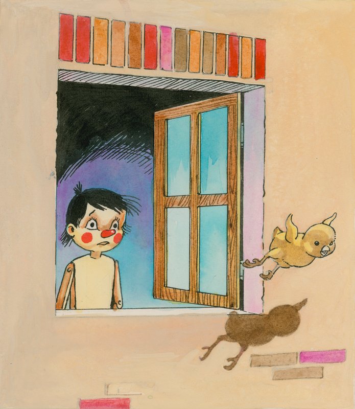 Pinocchio (gouache på papir) af English School