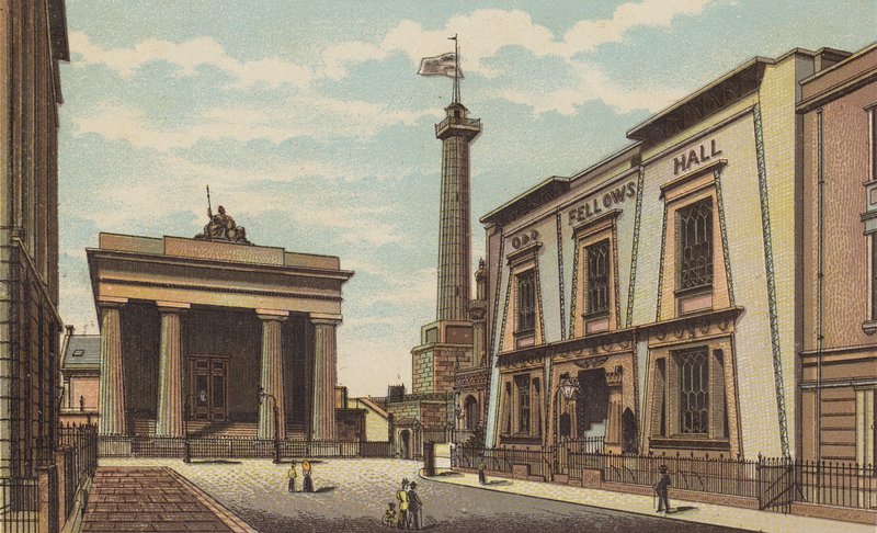 Plymouth: Guildhall, Devonport (farve litho) af English School