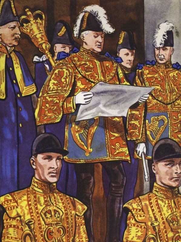 Proklamerer Edward VIII som konge (farve litho) af English School