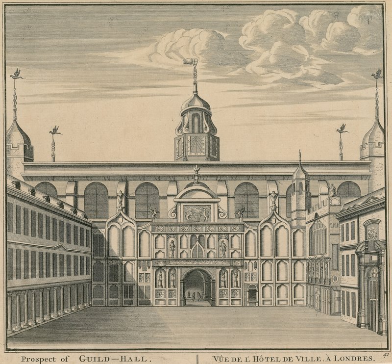 Prospekt af Guildhall, London af English School