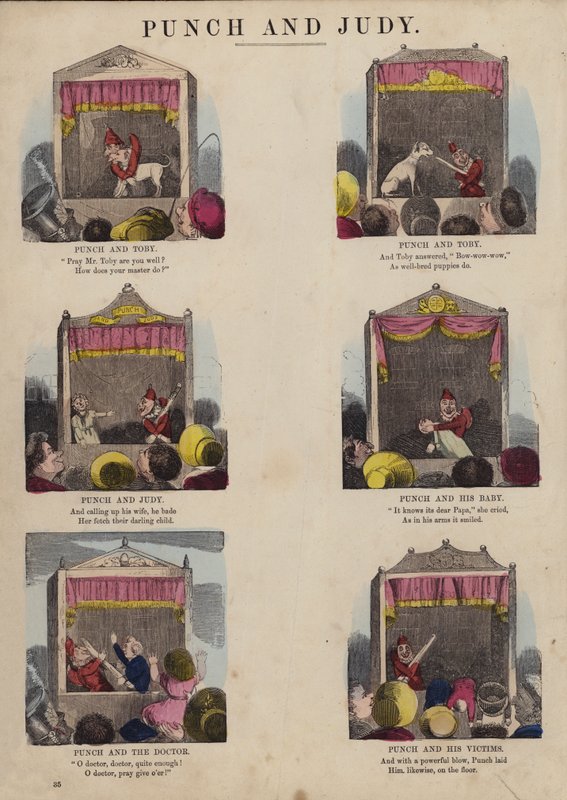 Punch and Judy Show (farvet gravering) af English School