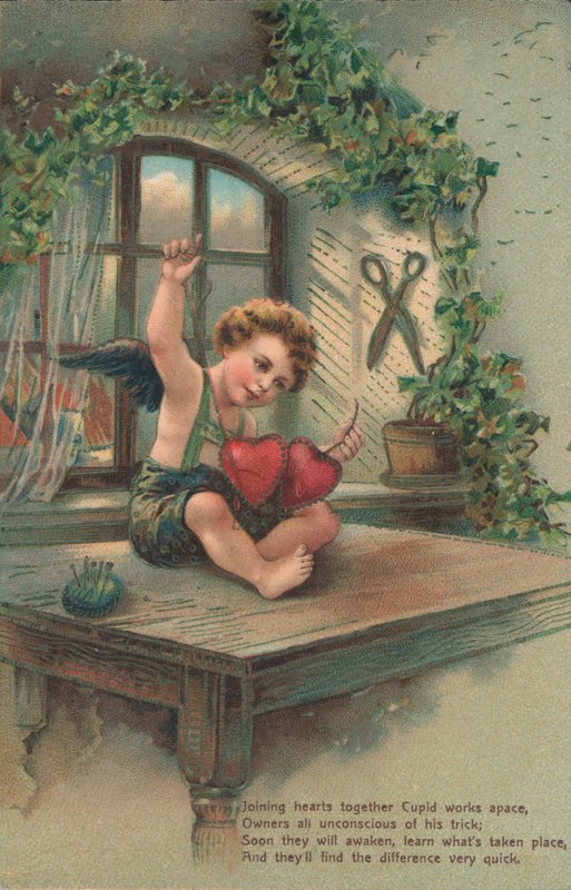 Putto slutte hjerter af English School