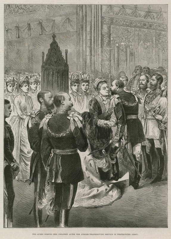 Dronning Victoria kysser sine børn af English School