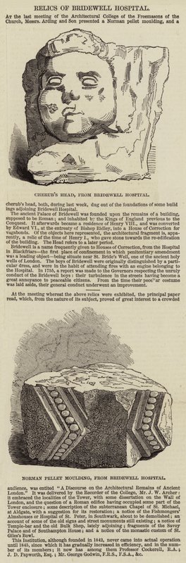 Relikvier fra Bridewell Hospital (gravering) af English School
