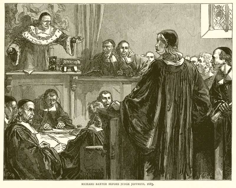 Richard Baxter før dommer Jeffreys, 1685 af English School
