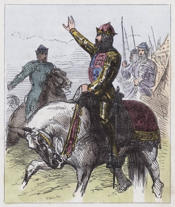 Richard II, staying the Combat (farvet gravering) af English School