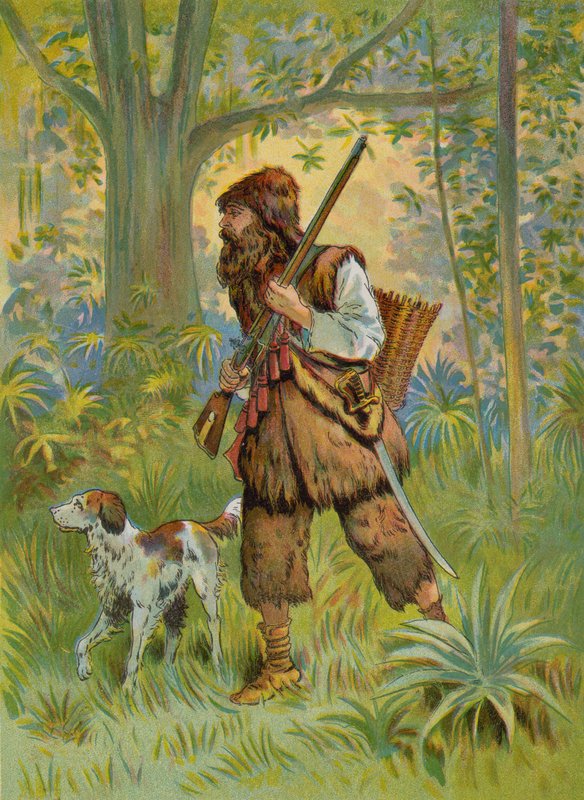 Robinson Crusoe på jagt af English School