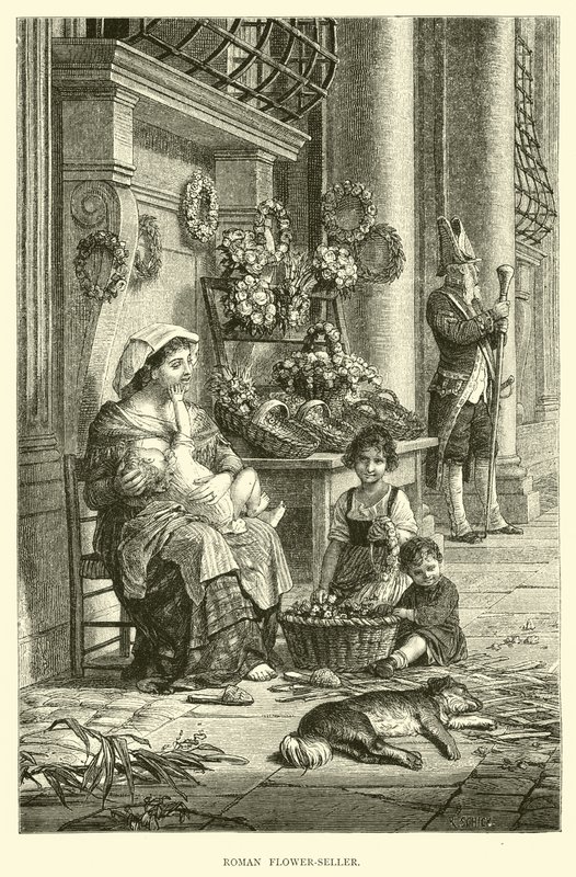 Roman Flower-sælger af English School