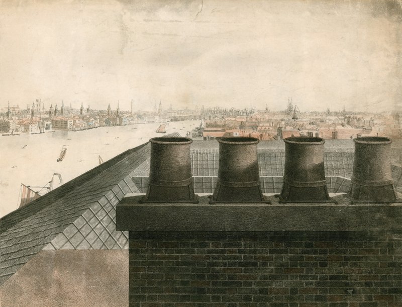 Tagudsigt over London og Themsen af English School