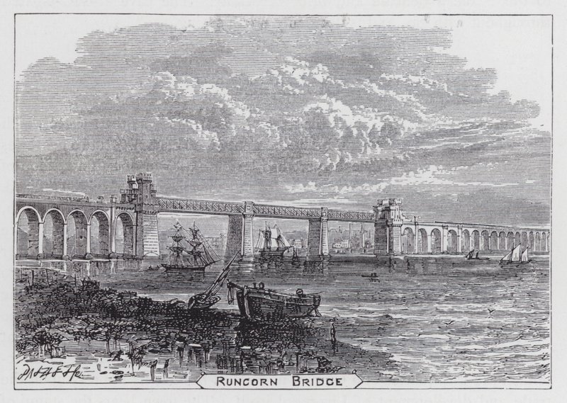 Runcorn Bridge (gravering) af English School