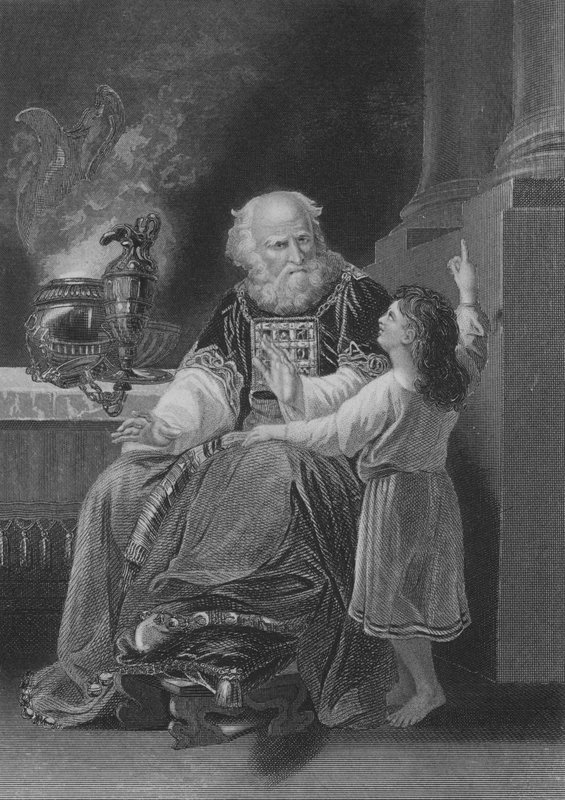 Samuel før Eli (gravering) af English School