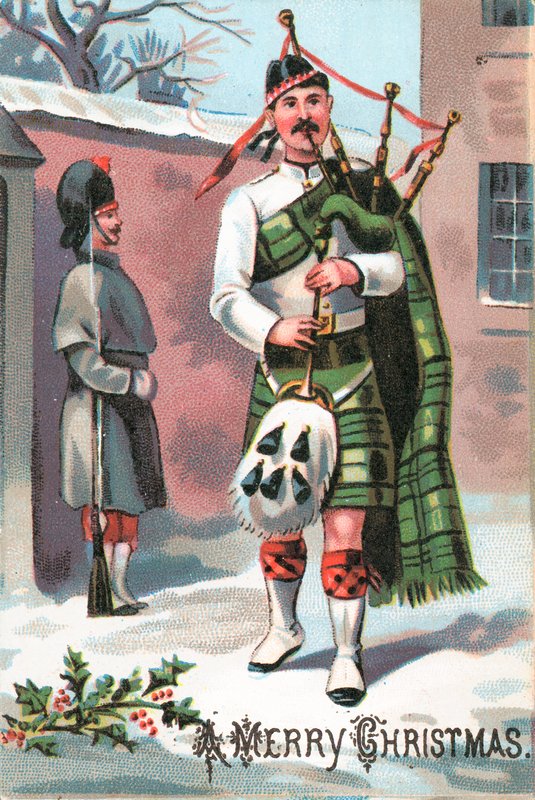 Scottish Piper, julekort af English School