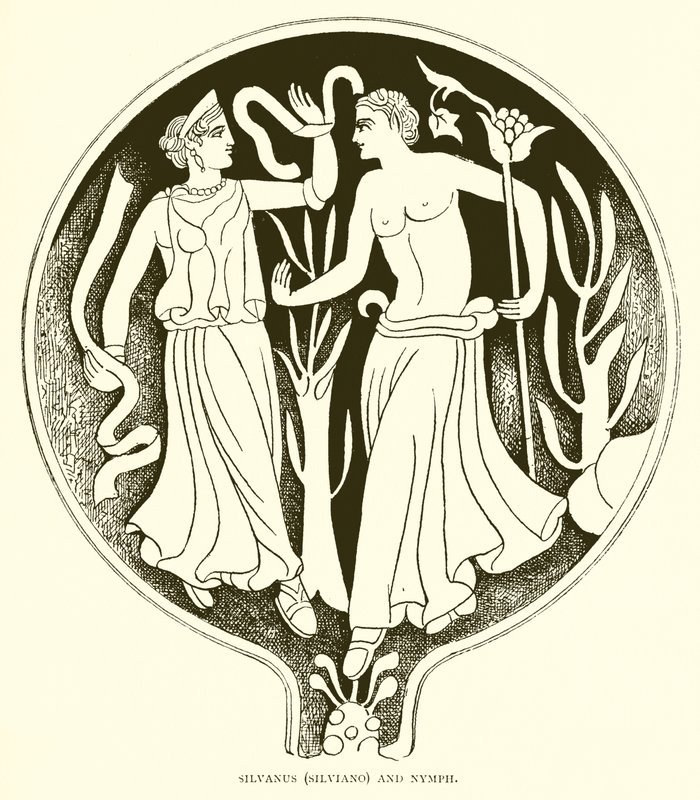 Silvanus (Silviano) og nymfe af English School