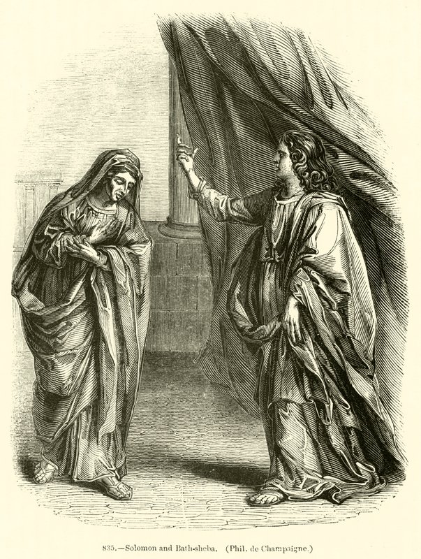 Salomon og Bath-Sheba, Philippe de Champaigne (kobberstik) af English School