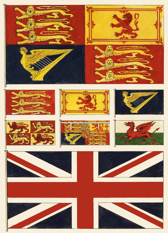 Nogle flag fra Storbritannien af English School