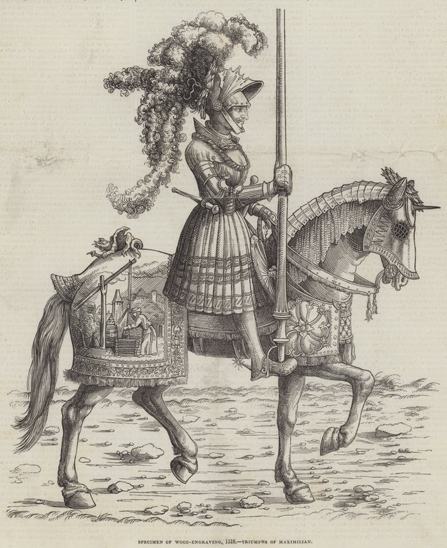 Prøve af trægravering, 1518, Maximilians triumfer af English School