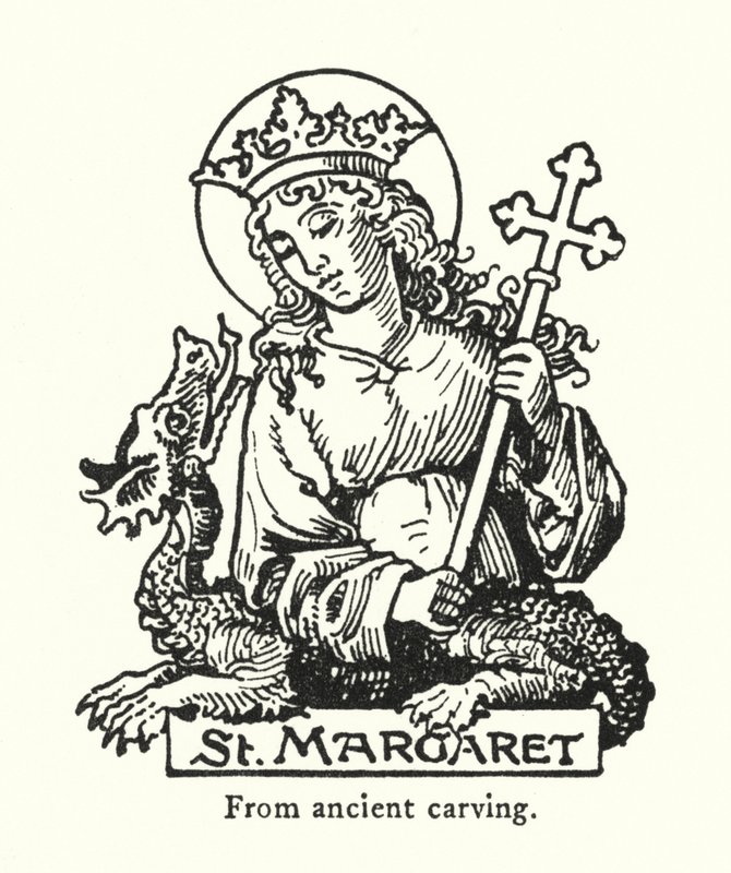 St Margaret, fra gammel udskæring (gravering) af English School