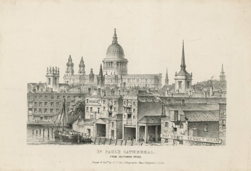 St Pauls Cathedral fra Southwark Bridge af English School