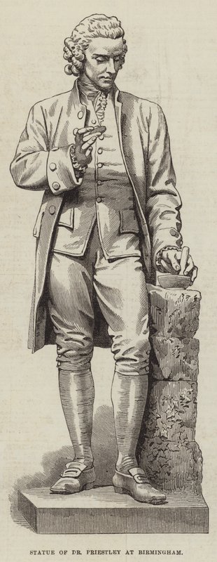 Statue af Dr Priestley i Birmingham (gravering) af English School