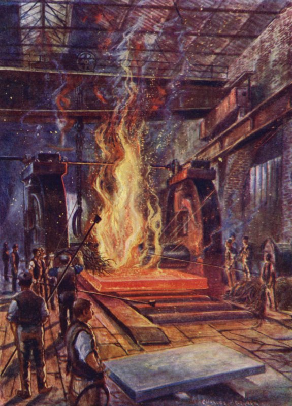 Stålvalsning (farve litho) af English School