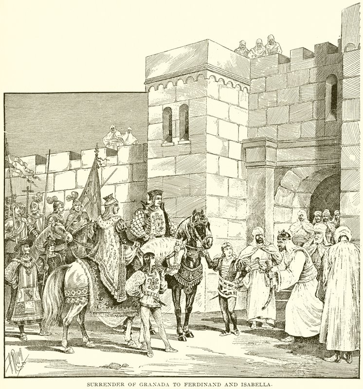 Overgivelse af Granada til Ferdinand og Isabella af English School