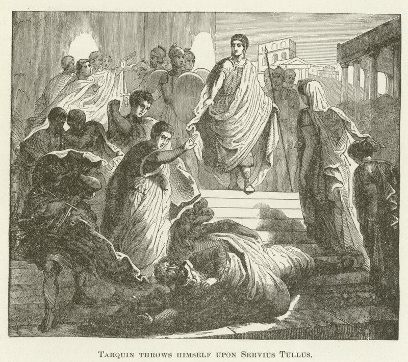 Tarquin kaster sig over Servius Tullius af English School