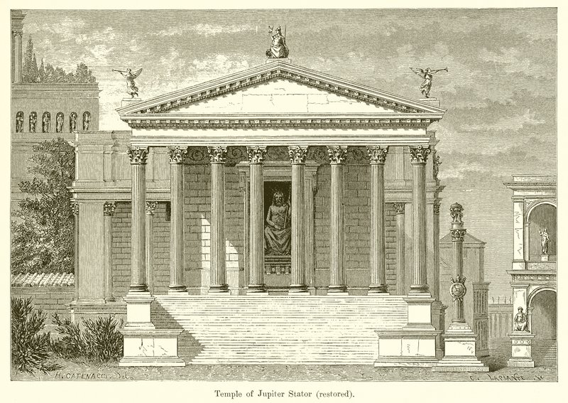 Temple of Jupiter Stator (restaureret) af English School