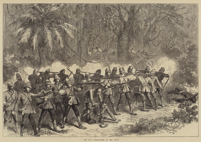 The 42nd Highlanders in the Front (gravering) af English School