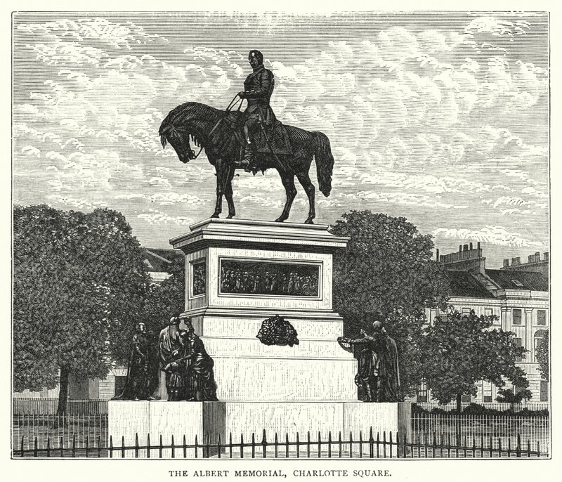 Albert Memorial, Charlotte Square (gravering) af English School