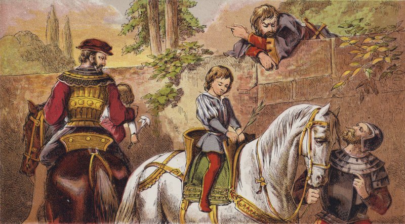 Babes In The Wood (farve litho) af English School