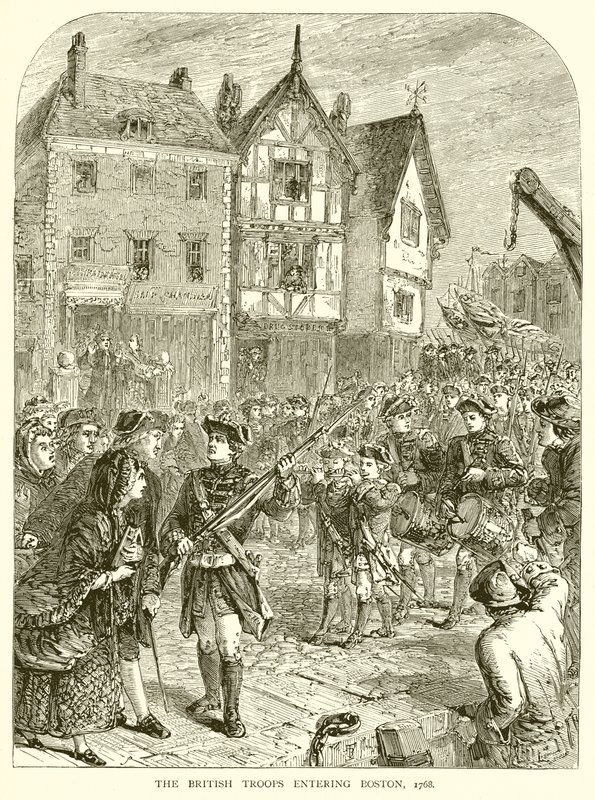 De britiske tropper går ind i Boston, 1768 af English School