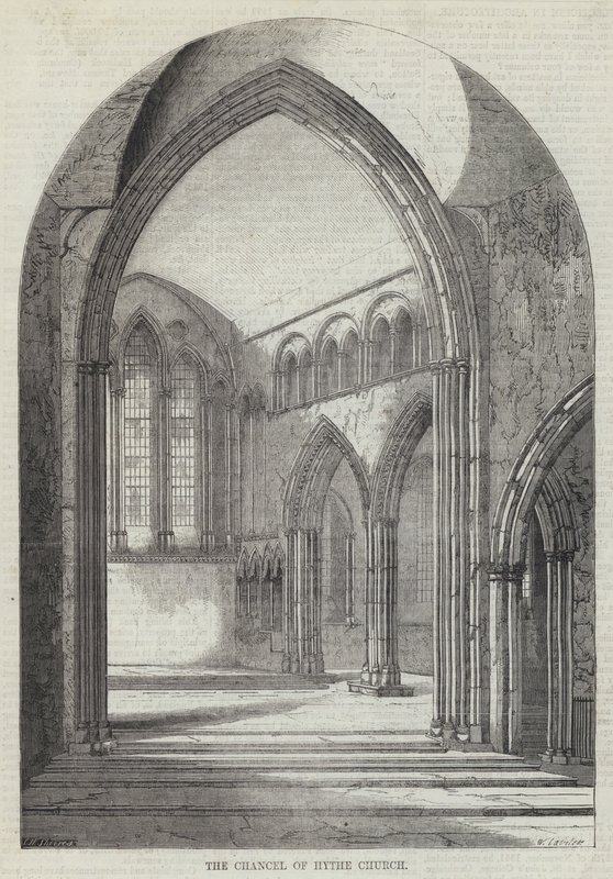 The Chancell of Hythe Church (gravering) af English School