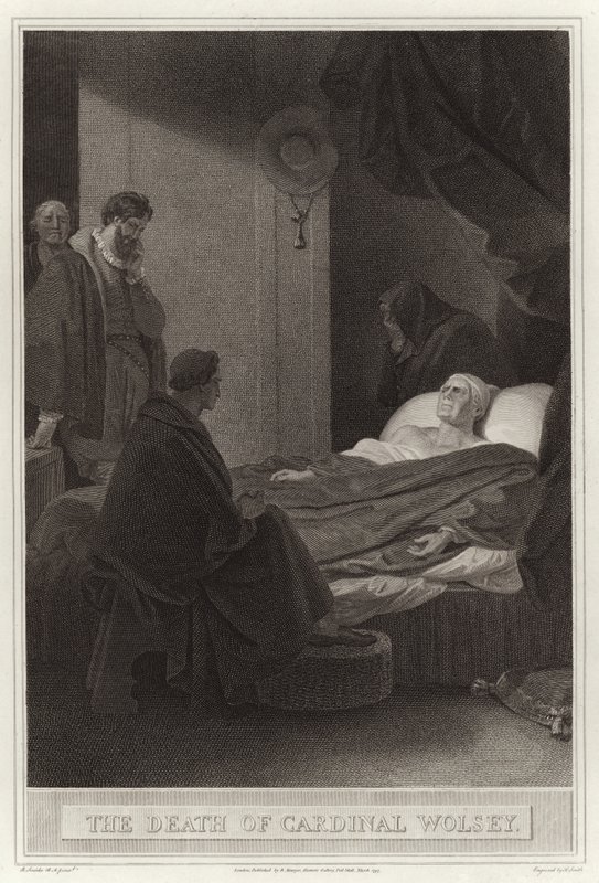 Kardinal Wolseys død af English School