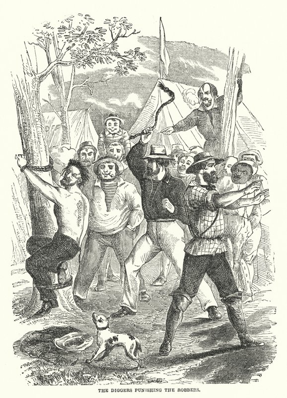 Diggers, der straffer røverne (gravering) af English School