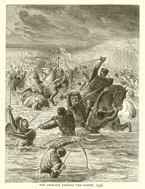 Englænderne passerer Somme, 1346 af English School