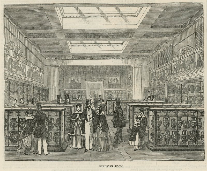 Det etruskiske rum i British Museum af English School