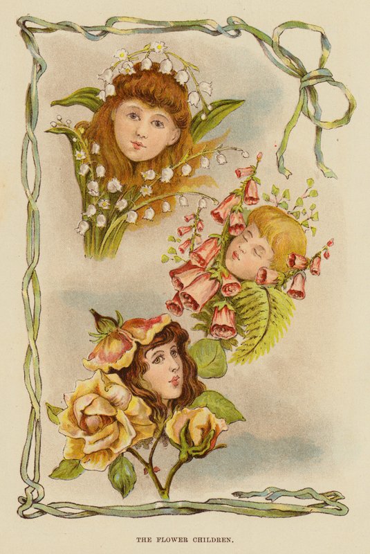 Blomsterbørnene (farve litho) af English School