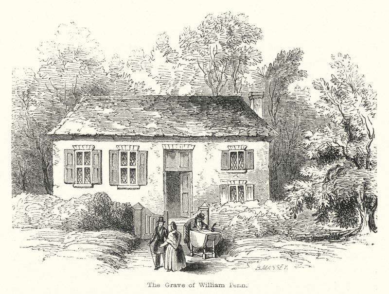 The Grave of William Penn (gravering) af English School