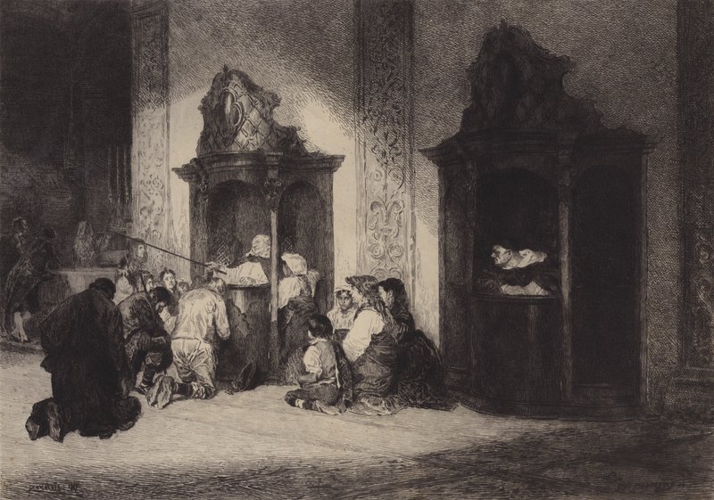 Den venlige skriftefader (litografi) af English School