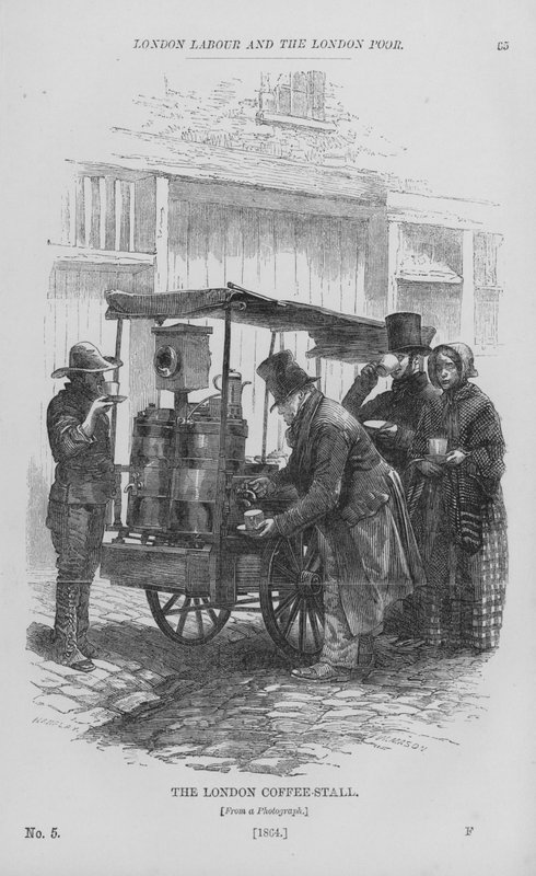 The London Coffee-Stall (gravering) af English School