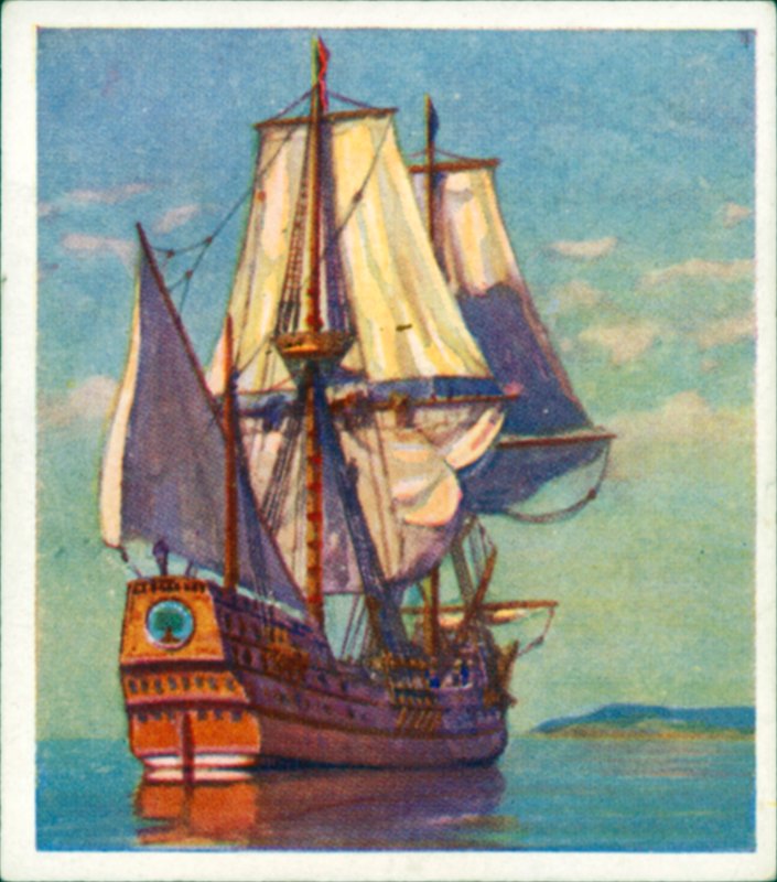 "Mayflower" (farvelitografi) af English School