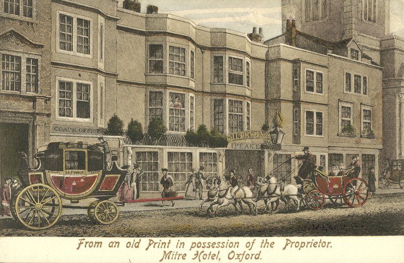 The Mitre Hotel, Oxford (farve litho) af English School